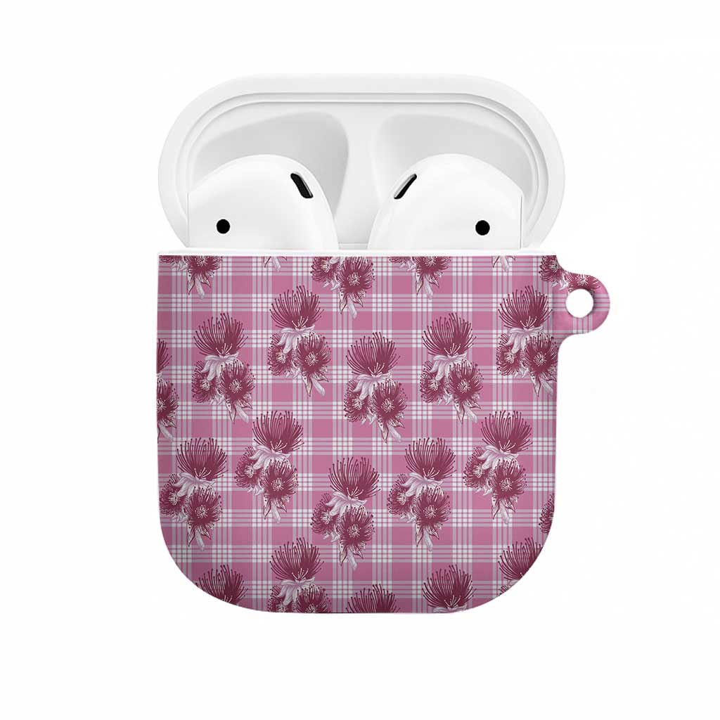 Pink Palaka Hawaii AirPods Case Hawaiian Lehua Blossoms