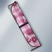 Pink Palaka Hawaii Auto Sun Shade Hawaiian Lehua Blossoms
