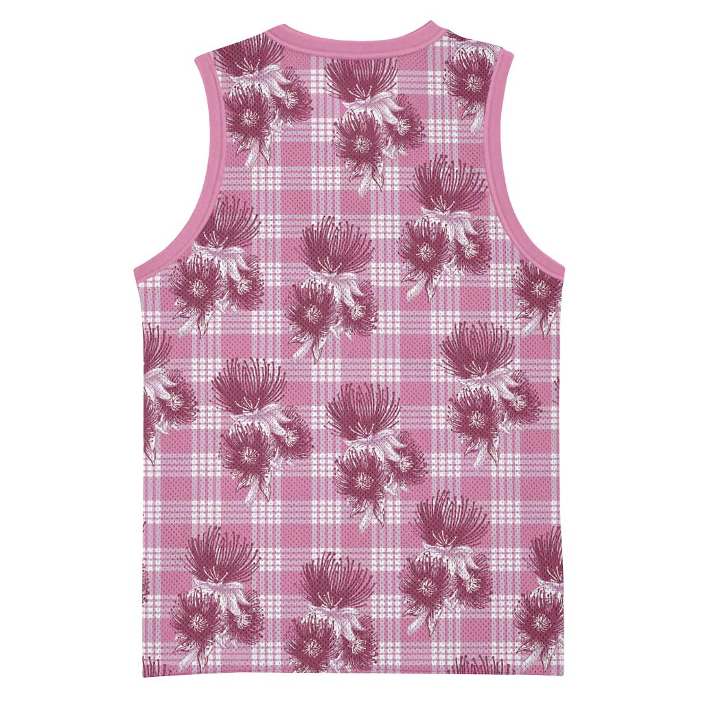Pink Palaka Hawaii Basketball Jersey Hawaiian Lehua Blossoms