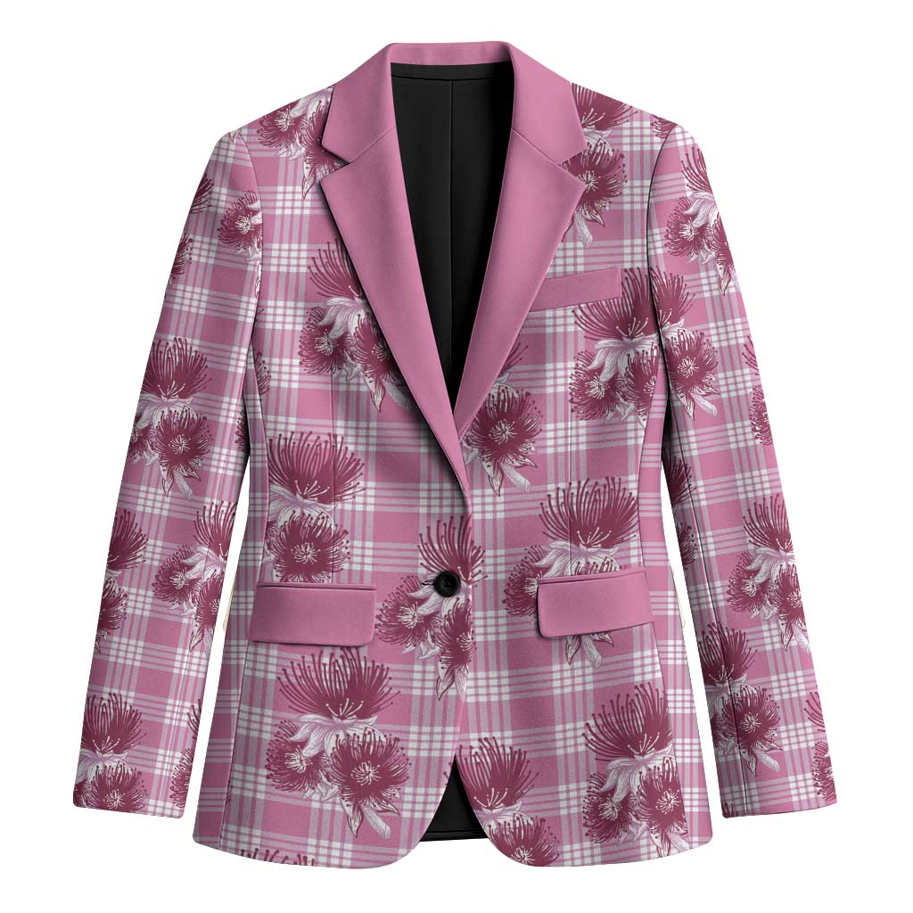 Pink Palaka Hawaii Blazer Hawaiian Lehua Blossoms