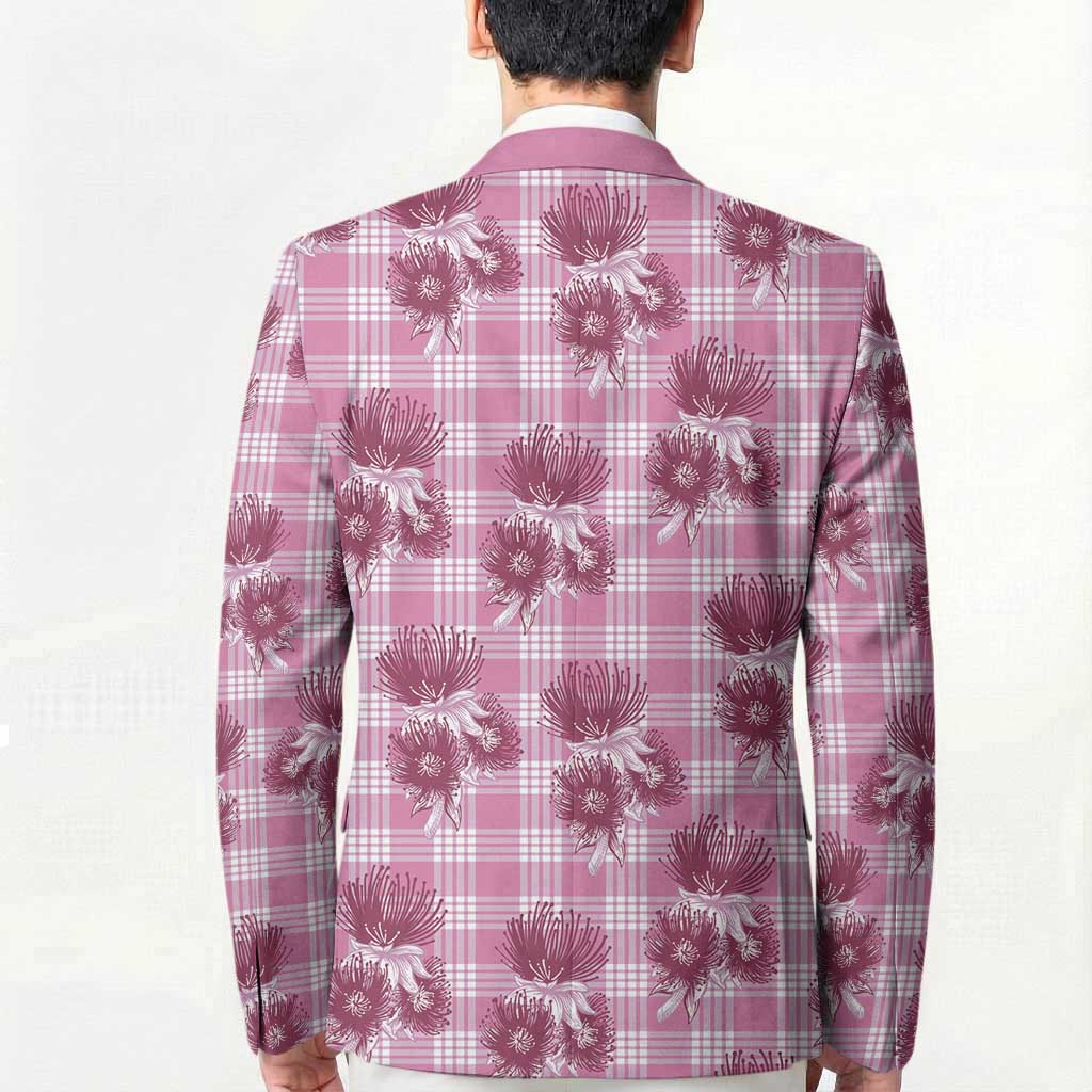 Pink Palaka Hawaii Blazer Hawaiian Lehua Blossoms