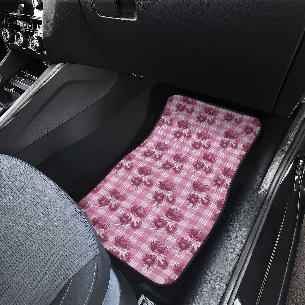 Pink Palaka Hawaii Car Mats Hawaiian Lehua Blossoms