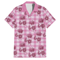 Pink Palaka Hawaii Family Matching Summer Maxi Dress and Hawaiian Shirt Hawaiian Lehua Blossoms LT05 Dad's Shirt - Short Sleeve Pink - Polynesian Pride