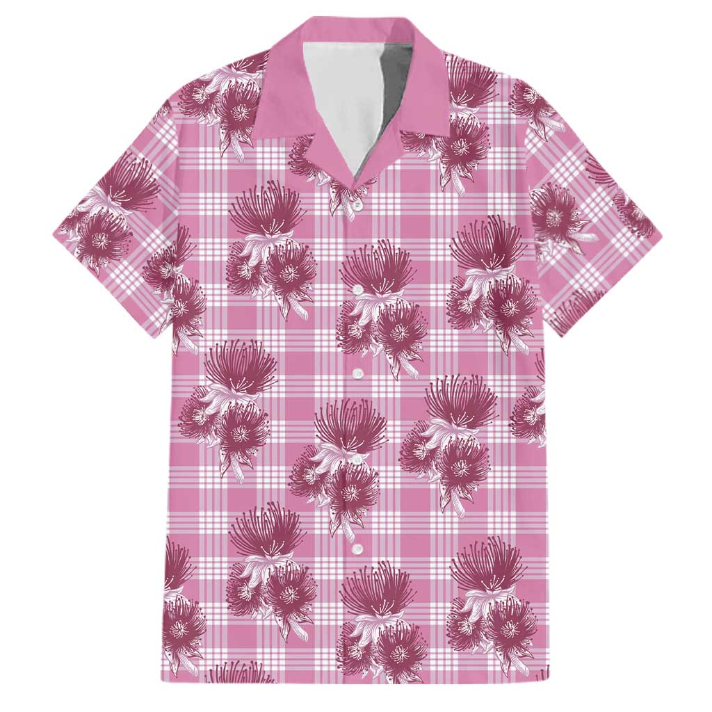 Pink Palaka Hawaii Family Matching Tank Maxi Dress and Hawaiian Shirt Hawaiian Lehua Blossoms LT05 Dad's Shirt - Short Sleeve Pink - Polynesian Pride