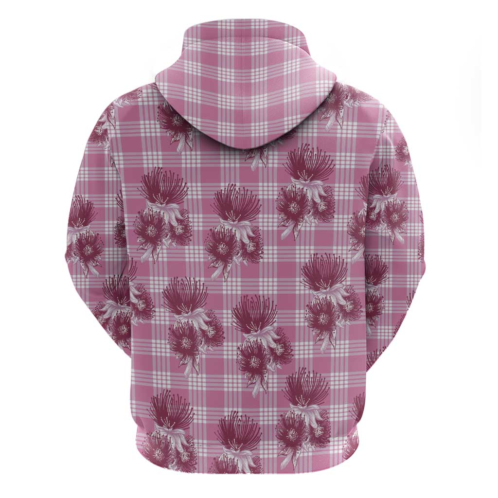 Pink Palaka Hawaii Hoodie Hawaiian Lehua Blossoms