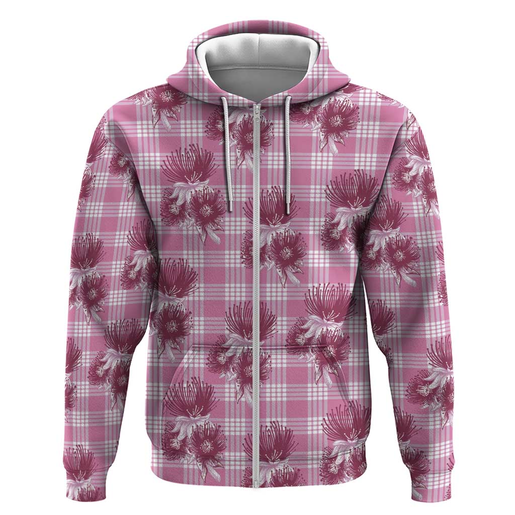 Pink Palaka Hawaii Hoodie Hawaiian Lehua Blossoms