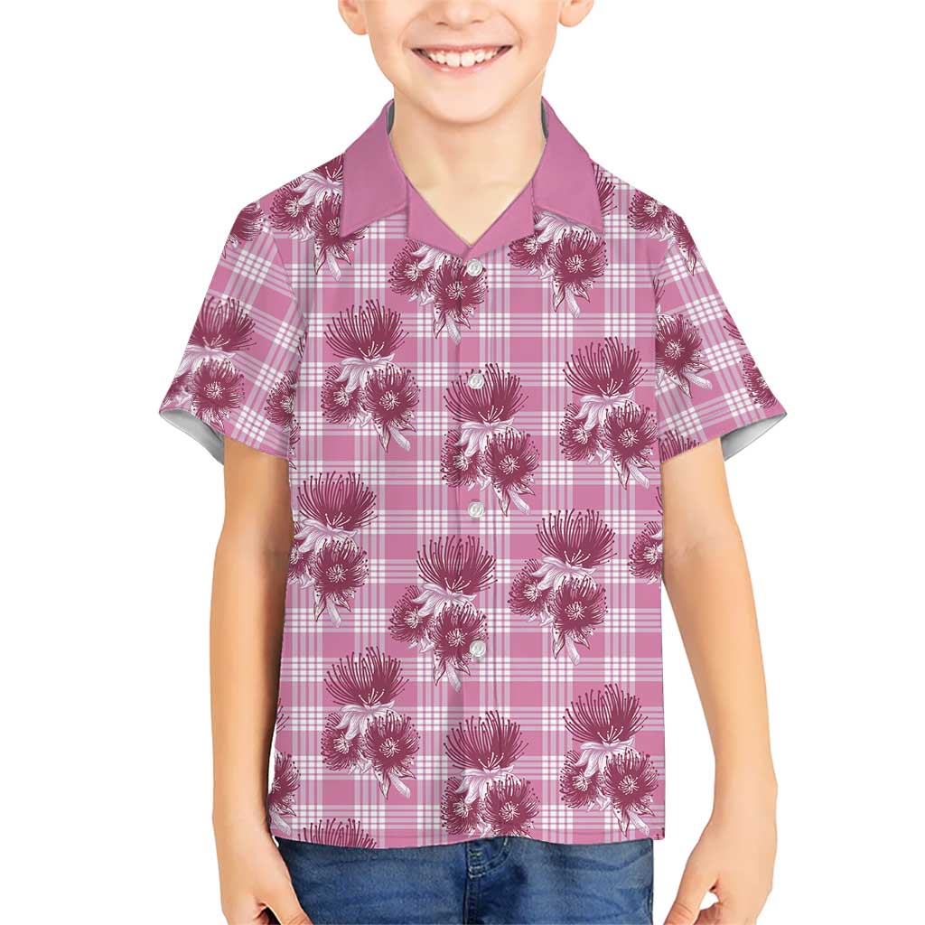 Pink Palaka Hawaii Kid Hawaiian Shirt Hawaiian Lehua Blossoms LT05 Kid Pink - Polynesian Pride