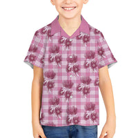 Pink Palaka Hawaii Kid Hawaiian Shirt Hawaiian Lehua Blossoms