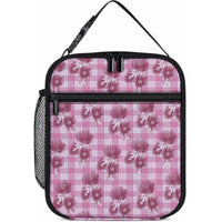 Pink Palaka Hawaii Lunch Bag Hawaiian Lehua Blossoms LT05 10.2 × 8.3 × 4.3 inch Pink - Polynesian Pride