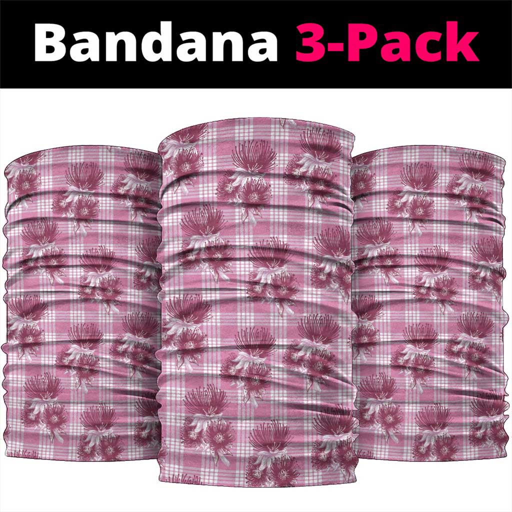 Pink Palaka Hawaii Neck Gaiter Hawaiian Lehua Blossoms
