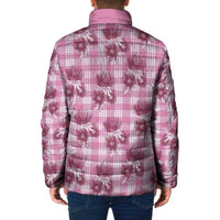 Pink Palaka Hawaii Padded Jacket Hawaiian Lehua Blossoms