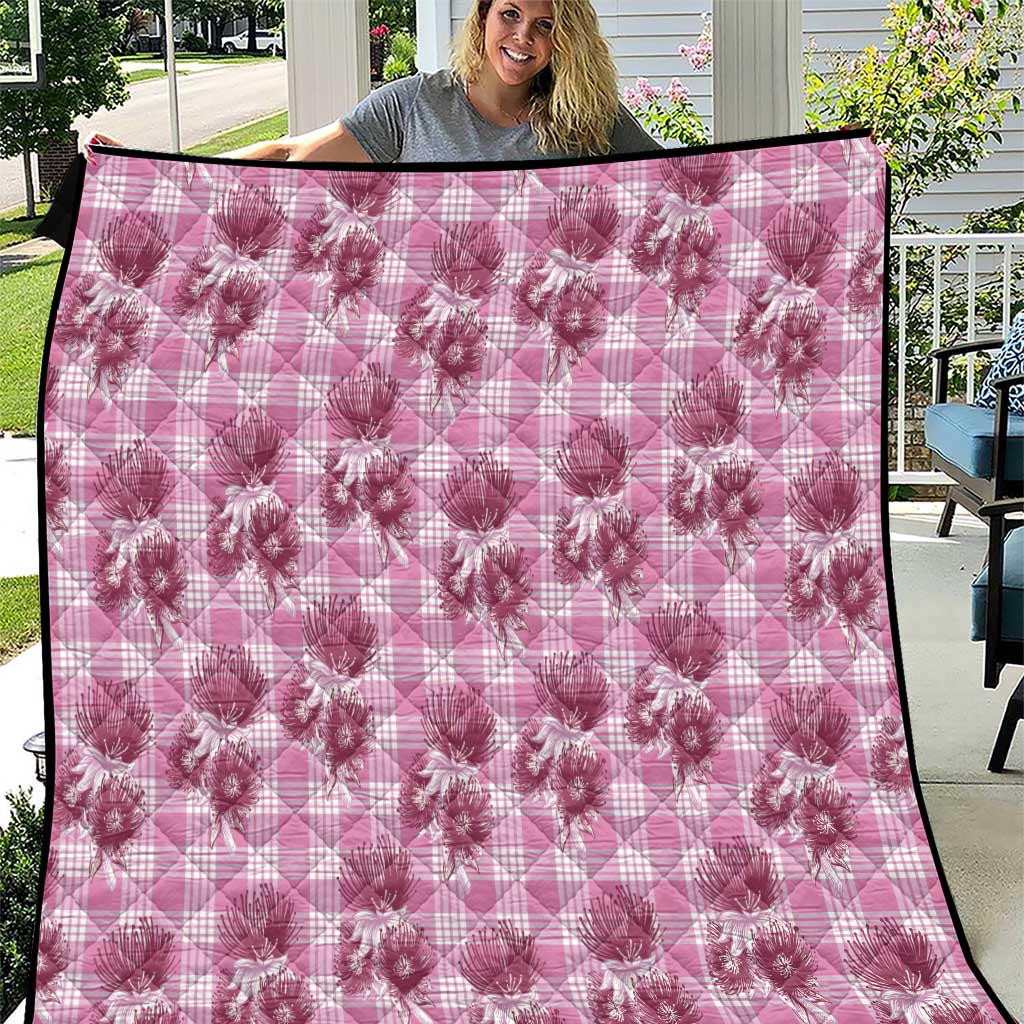 Pink Palaka Hawaii Quilt Hawaiian Lehua Blossoms