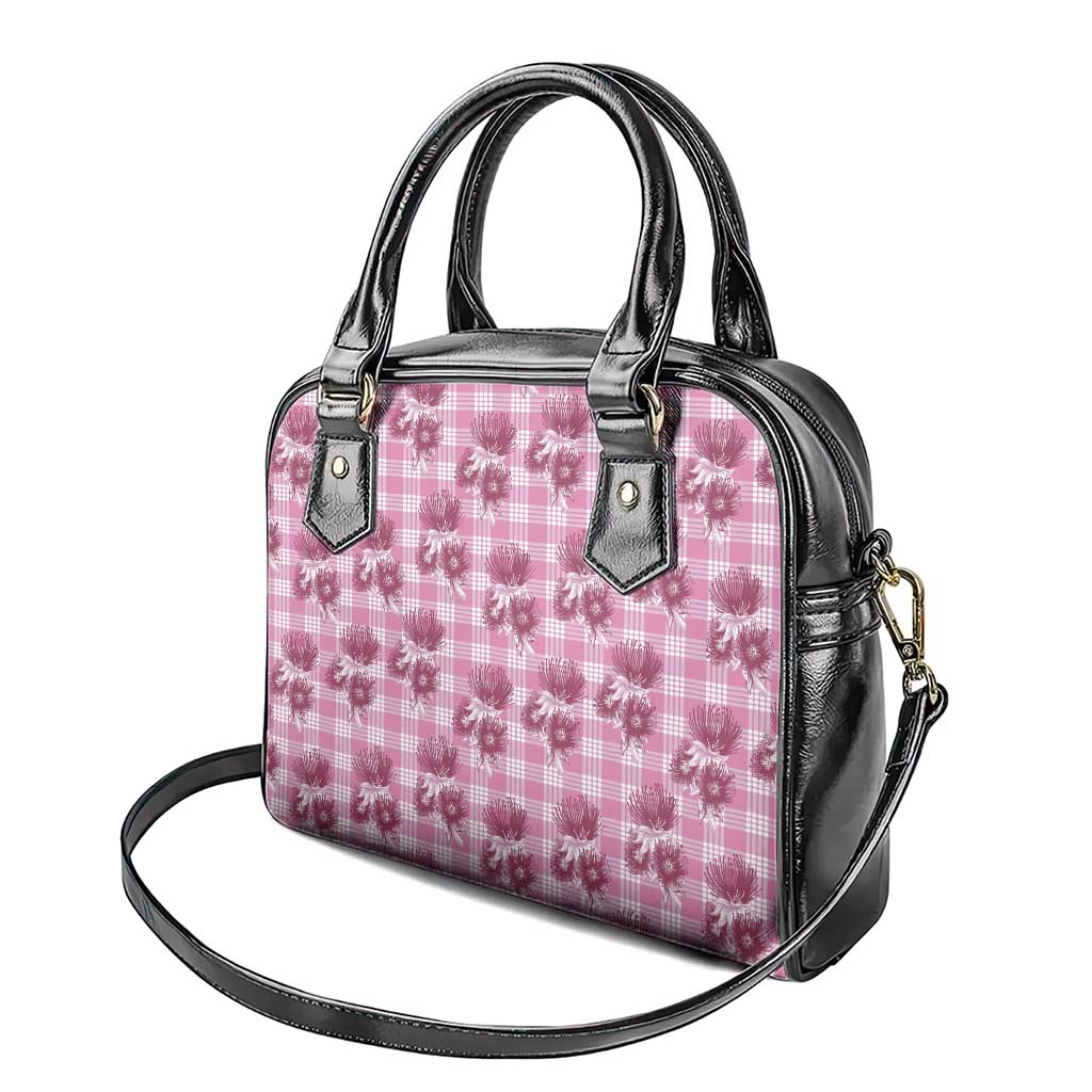 Pink Palaka Hawaii Shoulder Handbag Hawaiian Lehua Blossoms LT05 - Polynesian Pride