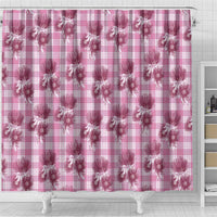 Pink Palaka Hawaii Shower Curtain Hawaiian Lehua Blossoms