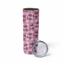 Pink Palaka Hawaii Skinny Tumbler Hawaiian Lehua Blossoms LT05 - Polynesian Pride