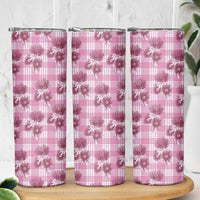 Pink Palaka Hawaii Skinny Tumbler Hawaiian Lehua Blossoms LT05 - Polynesian Pride