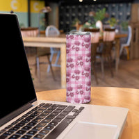 Pink Palaka Hawaii Skinny Tumbler Hawaiian Lehua Blossoms LT05 - Polynesian Pride