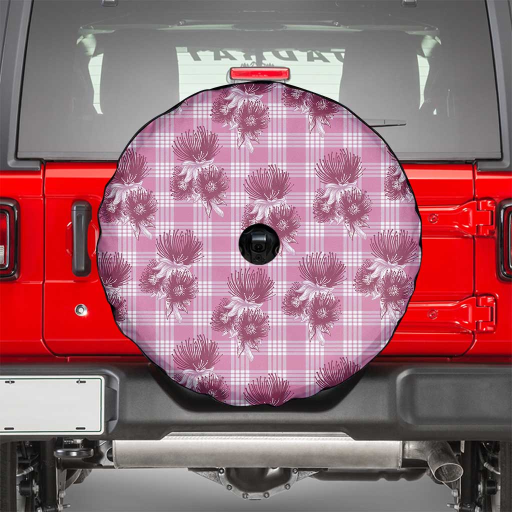 Pink Palaka Hawaii Spare Tire Cover Hawaiian Lehua Blossoms