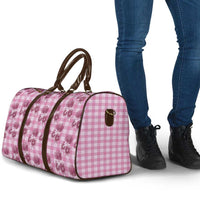 Pink Palaka Hawaii Travel Bag Hawaiian Lehua Blossoms