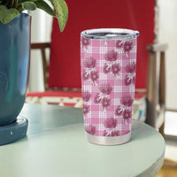 Pink Palaka Hawaii Tumbler Cup Hawaiian Lehua Blossoms