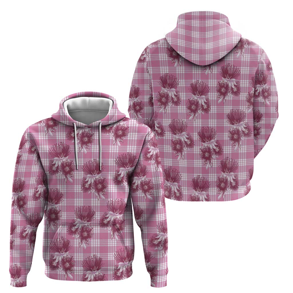 Pink Palaka Hawaii Zip Hoodie Hawaiian Lehua Blossoms