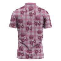 Pink Palaka Hawaii Zipper Polo Shirt Hawaiian Lehua Blossoms LT05 - Polynesian Pride