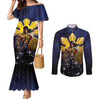 Philippines The First Hero Couples Matching Mermaid Dress and Long Sleeve Button Shirt Lapu Lapu Know Your Roots LT05 Navy - Polynesian Pride