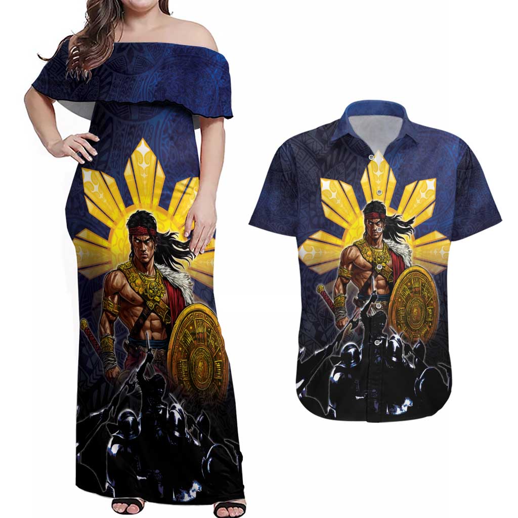 Philippines The First Hero Couples Matching Off Shoulder Maxi Dress and Hawaiian Shirt Lapu Lapu Know Your Roots