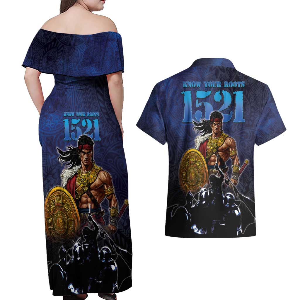 Philippines The First Hero Couples Matching Off Shoulder Maxi Dress and Hawaiian Shirt Lapu Lapu Know Your Roots