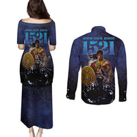Philippines The First Hero Couples Matching Puletasi and Long Sleeve Button Shirt Lapu Lapu Know Your Roots
