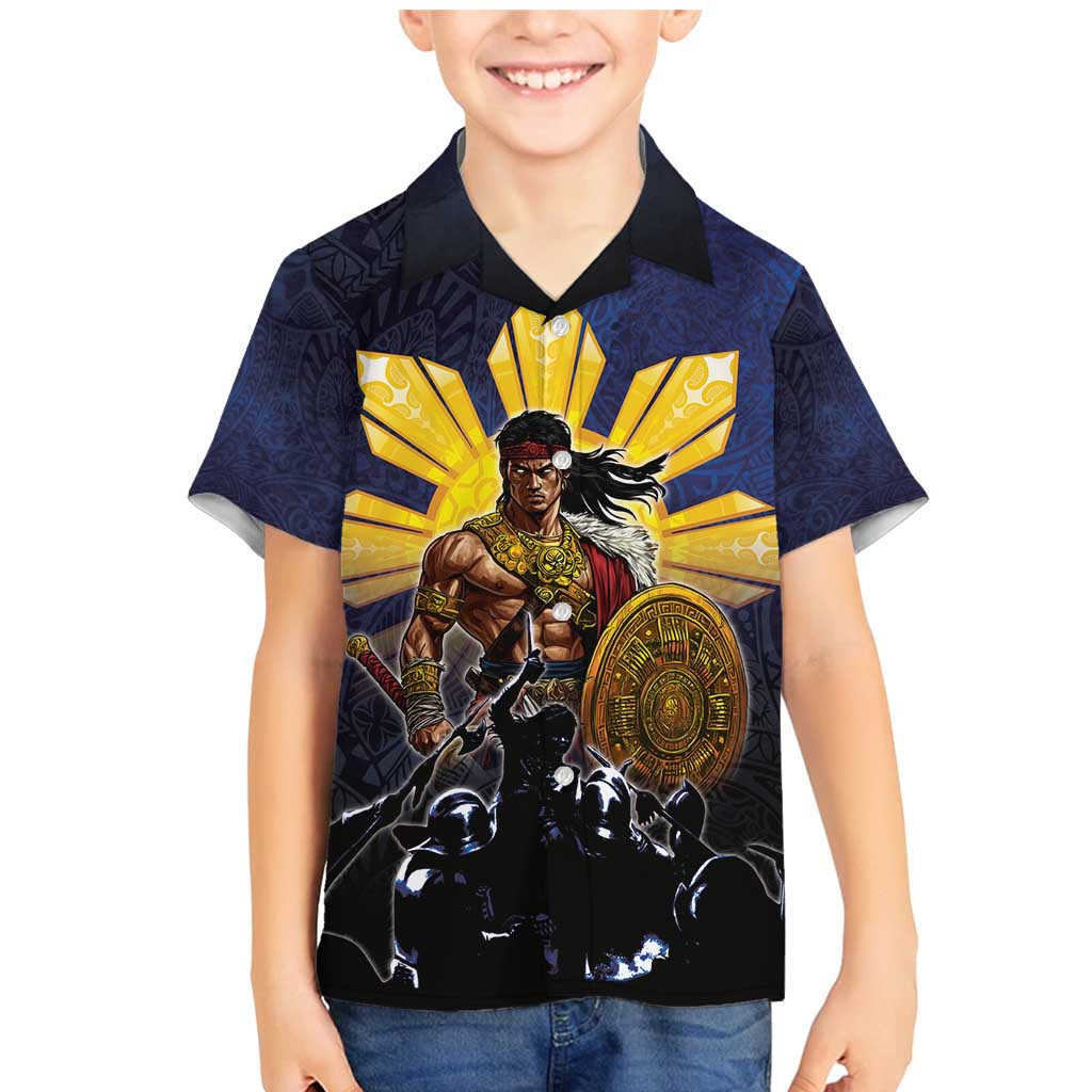 Philippines The First Hero Family Matching Mermaid Dress and Hawaiian Shirt Lapu Lapu Know Your Roots LT05 Son's Shirt Navy - Polynesian Pride