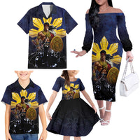 Philippines The First Hero Family Matching Off The Shoulder Long Sleeve Dress and Hawaiian Shirt Lapu Lapu Know Your Roots LT05 - Polynesian Pride