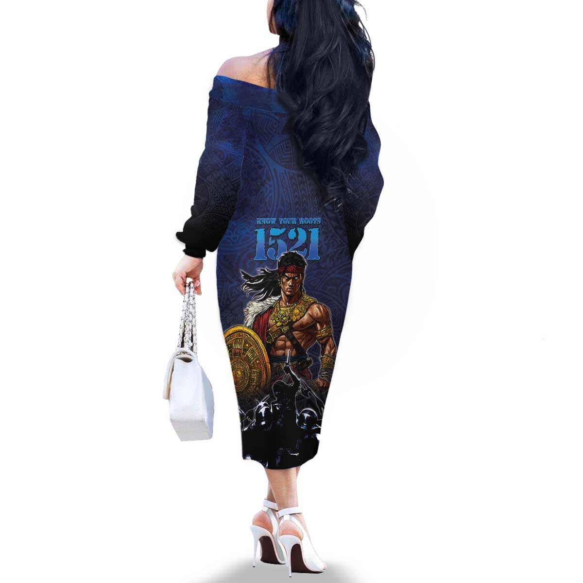 Philippines The First Hero Family Matching Off The Shoulder Long Sleeve Dress and Hawaiian Shirt Lapu Lapu Know Your Roots LT05 - Polynesian Pride