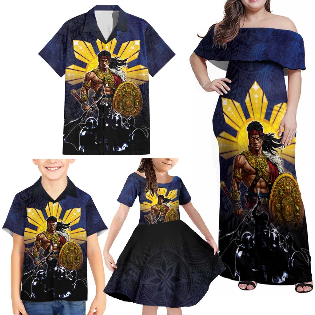 Philippines The First Hero Family Matching Off Shoulder Maxi Dress and Hawaiian Shirt Lapu Lapu Know Your Roots LT05 - Polynesian Pride