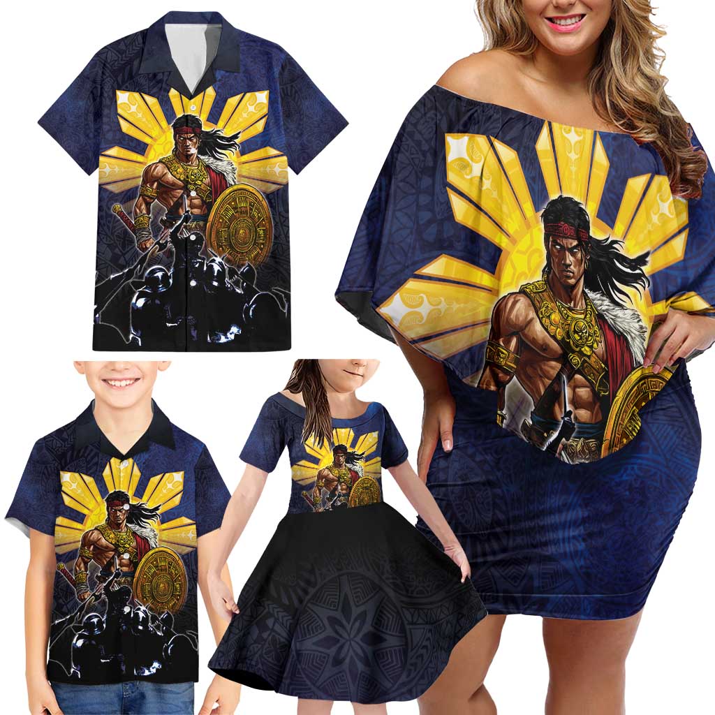 Philippines The First Hero Family Matching Off Shoulder Short Dress and Hawaiian Shirt Lapu Lapu Know Your Roots LT05 - Polynesian Pride