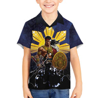 Philippines The First Hero Family Matching Off Shoulder Short Dress and Hawaiian Shirt Lapu Lapu Know Your Roots LT05 Son's Shirt Navy - Polynesian Pride
