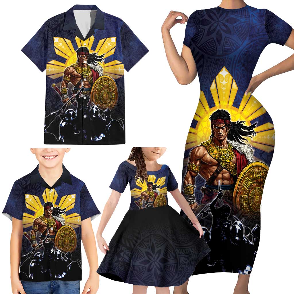 Philippines The First Hero Family Matching Short Sleeve Bodycon Dress and Hawaiian Shirt Lapu Lapu Know Your Roots LT05 - Polynesian Pride