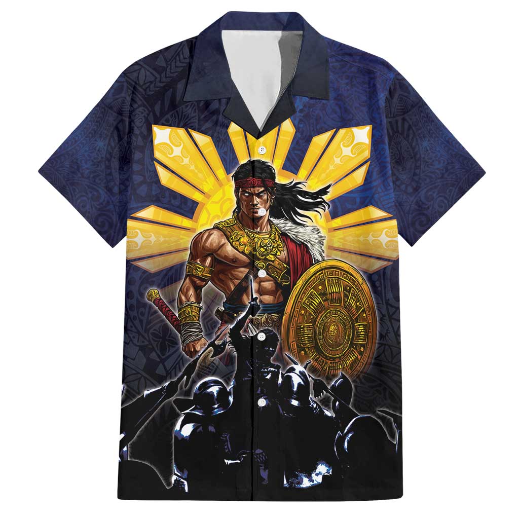 Philippines The First Hero Family Matching Short Sleeve Bodycon Dress and Hawaiian Shirt Lapu Lapu Know Your Roots LT05 Dad's Shirt - Short Sleeve Navy - Polynesian Pride