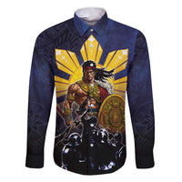 Philippines The First Hero Family Matching Short Sleeve Bodycon Dress and Hawaiian Shirt Lapu Lapu Know Your Roots LT05 Dad's Shirt - Long Sleeve Navy - Polynesian Pride