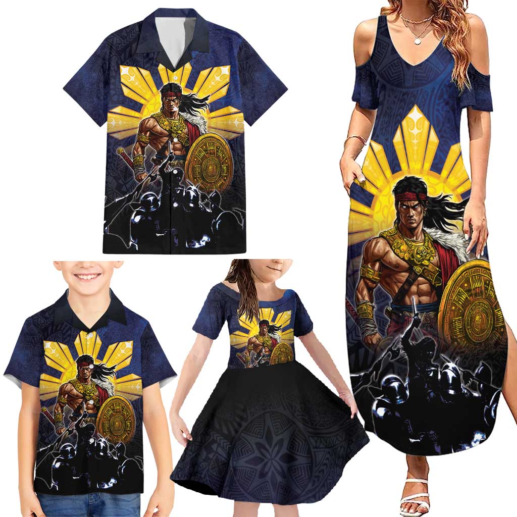 Philippines The First Hero Family Matching Summer Maxi Dress and Hawaiian Shirt Lapu Lapu Know Your Roots