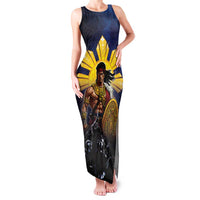 Philippines The First Hero Family Matching Tank Maxi Dress and Hawaiian Shirt Lapu Lapu Know Your Roots LT05 Mom's Dress Navy - Polynesian Pride
