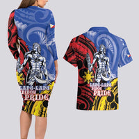 Philippines Lapu-Lapu Couples Matching Long Sleeve Bodycon Dress and Hawaiian Shirt Proud Of My King LT05 - Polynesian Pride
