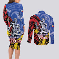 Philippines Lapu-Lapu Couples Matching Long Sleeve Bodycon Dress and Long Sleeve Button Shirt Proud Of My King LT05 - Polynesian Pride