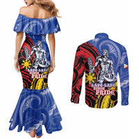 Philippines Lapu-Lapu Couples Matching Mermaid Dress and Long Sleeve Button Shirt Proud Of My King LT05 - Polynesian Pride