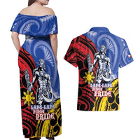 Philippines Lapu-Lapu Couples Matching Off Shoulder Maxi Dress and Hawaiian Shirt Proud Of My King LT05 - Polynesian Pride