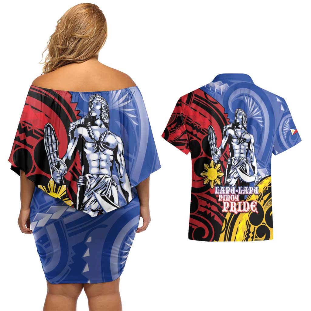 Philippines Lapu-Lapu Couples Matching Off Shoulder Short Dress and Hawaiian Shirt Proud Of My King LT05 - Polynesian Pride
