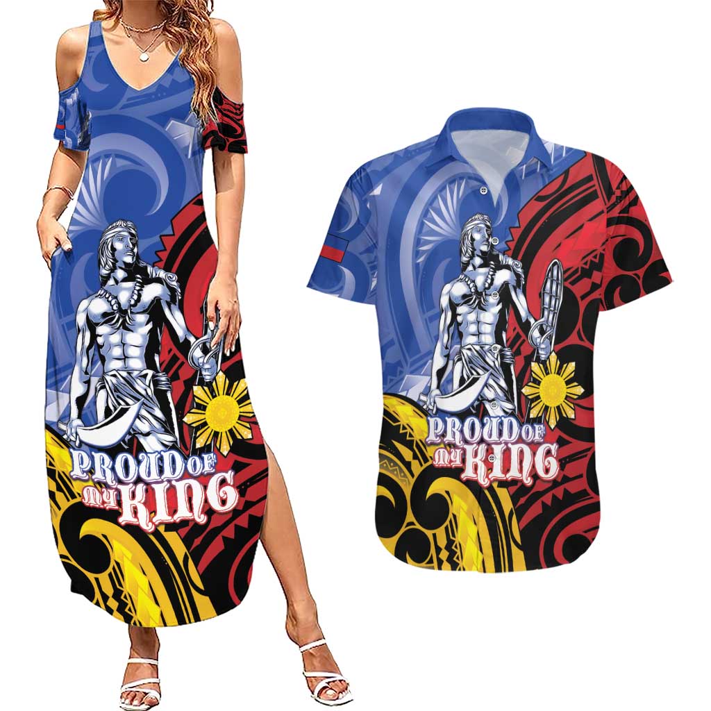 Philippines Lapu-Lapu Couples Matching Summer Maxi Dress and Hawaiian Shirt Proud Of My King LT05 Blue - Polynesian Pride