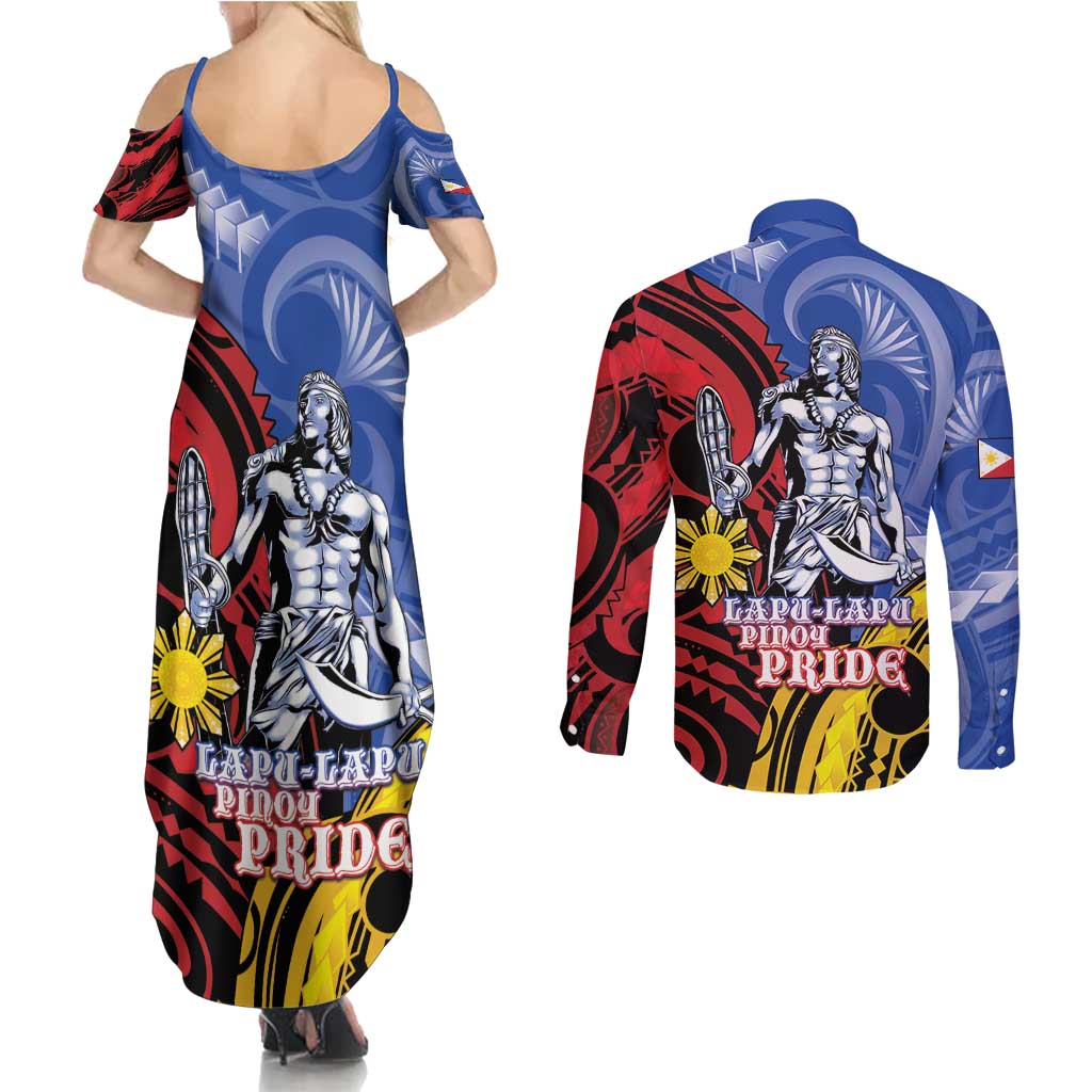 Philippines Lapu-Lapu Couples Matching Summer Maxi Dress and Long Sleeve Button Shirt Proud Of My King LT05 - Polynesian Pride