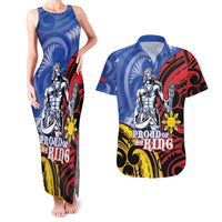 Philippines Lapu-Lapu Couples Matching Tank Maxi Dress and Hawaiian Shirt Proud Of My King LT05 Blue - Polynesian Pride