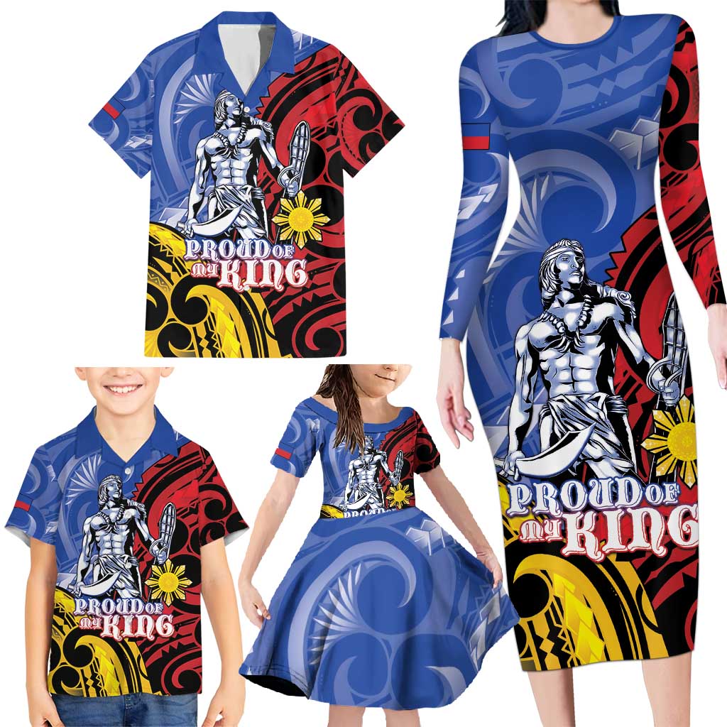 Philippines Lapu-Lapu Family Matching Long Sleeve Bodycon Dress and Hawaiian Shirt Proud Of My King LT05 - Polynesian Pride